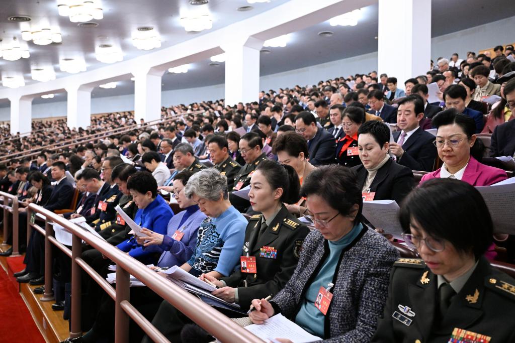 3月5日，第十四屆全國人民代表大會第二次會議在北京人民大會堂開幕。這是全國政協(xié)委員列席大會。新華社記者 申宏 攝