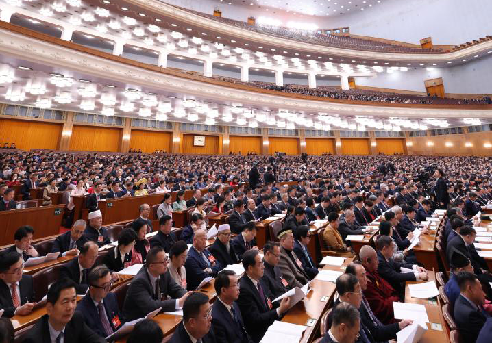 3月7日，全國(guó)政協(xié)十四屆二次會(huì)議在北京人民大會(huì)堂舉行第二次全體會(huì)議。?新華社記者 金立旺 攝