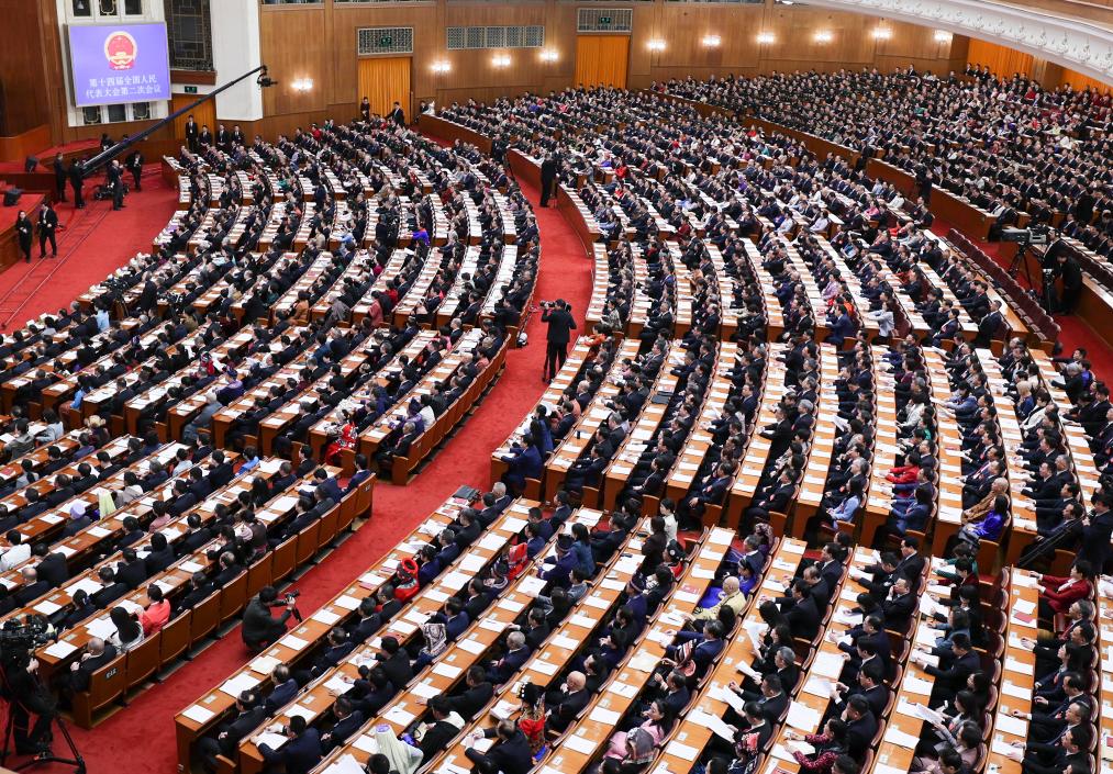 3月8日，十四屆全國人大二次會議在北京人民大會堂舉行第二次全體會議。新華社記者 劉續(xù) 攝