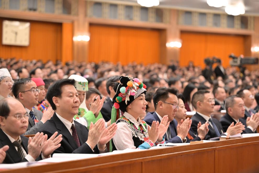 3月8日，十四屆全國人大二次會議在北京人民大會堂舉行第二次全體會議。新華社記者 謝環(huán)馳 攝