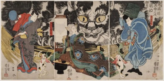 歌川國(guó)芳「見立東海道五十三次岡部貓石の由來」等，1847 ACCESSION NUMBER: 11.28742-4