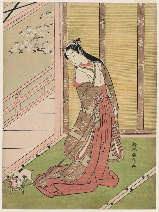 鈴木春信「女三宮と貓」，1767–68  ACCESSION NUMBER: 21.4654